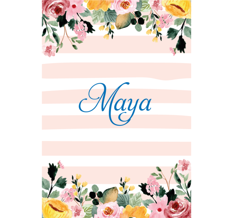 Personalised striped motif flower roller blind - TenStickers