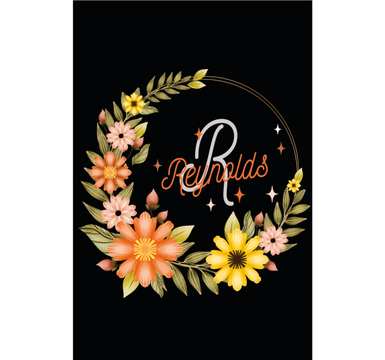 Elegant initial and name flowers and plants roller blind - TenStickers