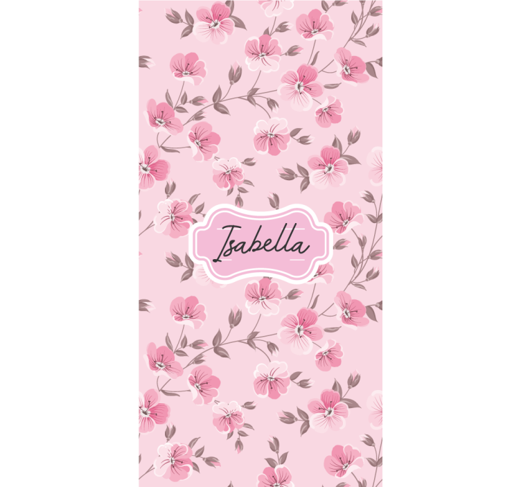 Cherry blossoms with name children room roller blind - TenStickers