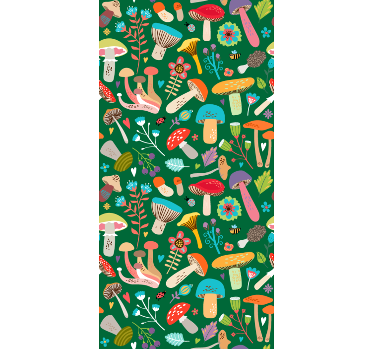 Vibrant Mushroom Motif flowers and plants roller blind - TenStickers