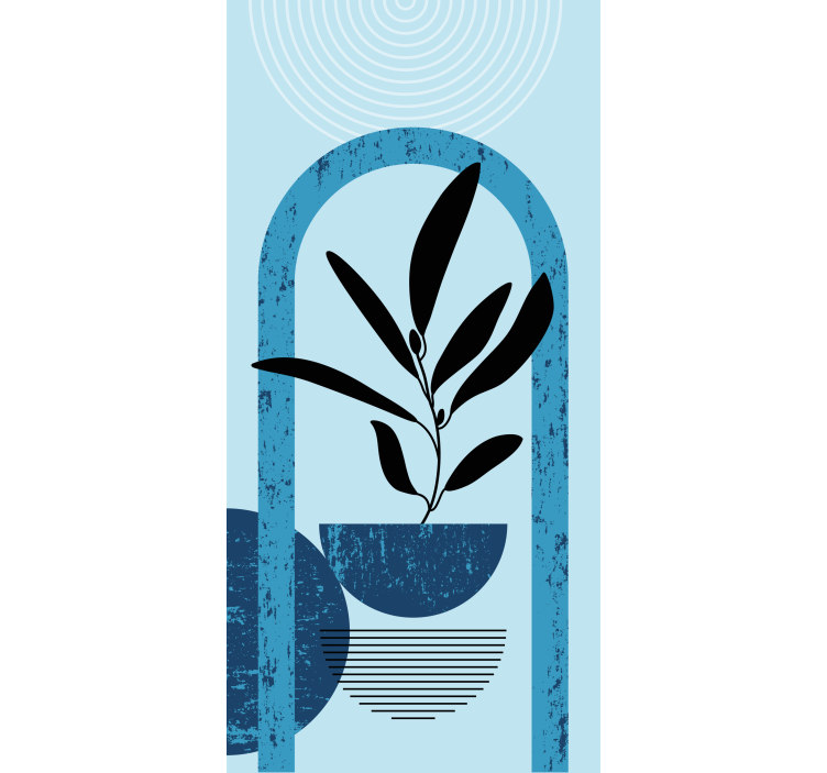 Blue stylish pot plant flowers and plants roller blind - TenStickers