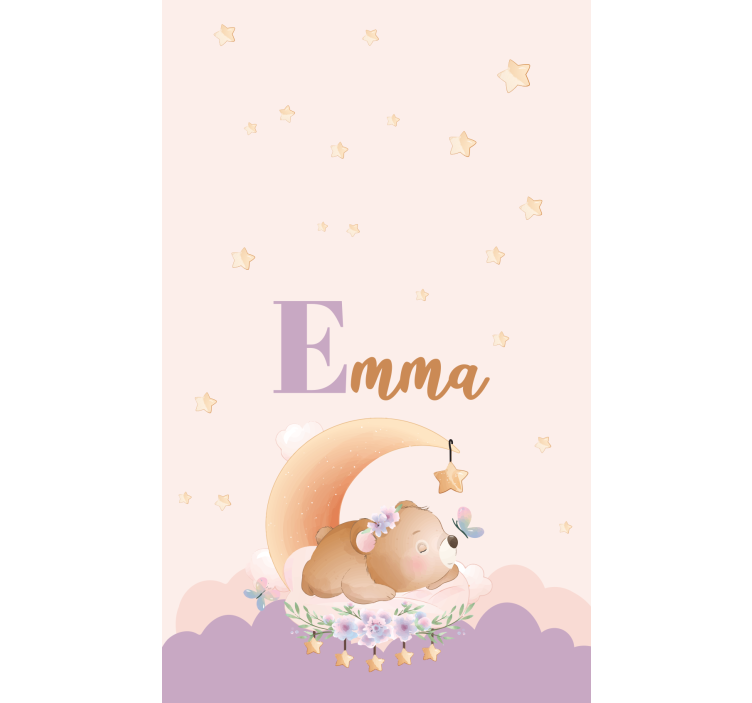 Sleeping bear with name children room roller blind - TenStickers