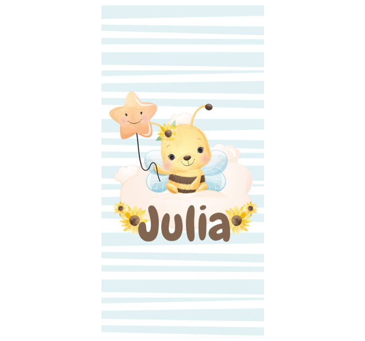 Cute Bee with Name children room roller blind - TenStickers