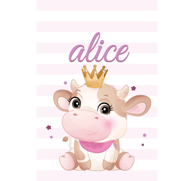 Cute cow for girl with name Nursery blind - TenStickers