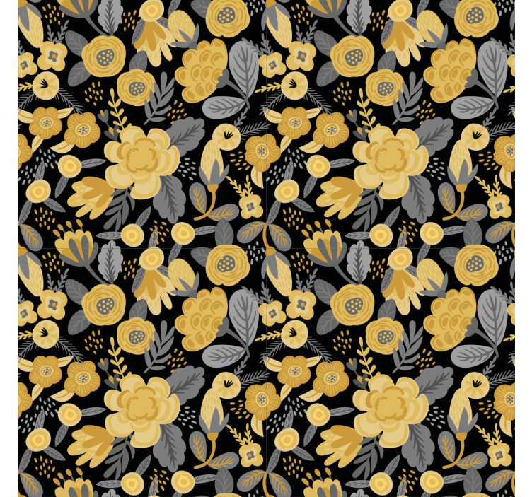 Yellow botanical pattern flower roller blind - TenStickers