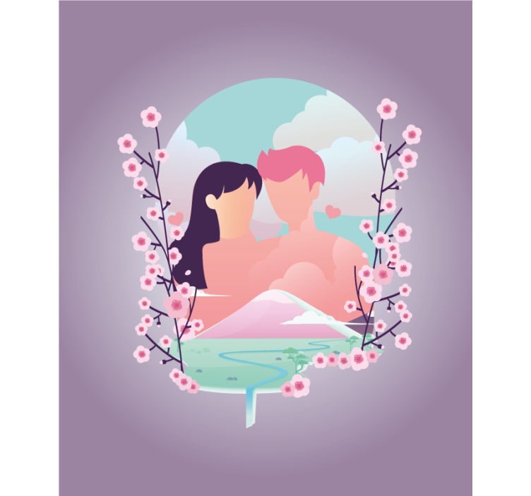 Anime couple colorful view roller blind - TenStickers
