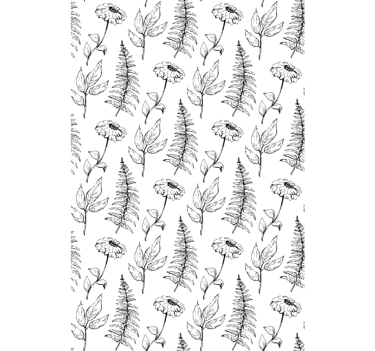 Flowers and plants roller blind floral monochrome design - TenStickers