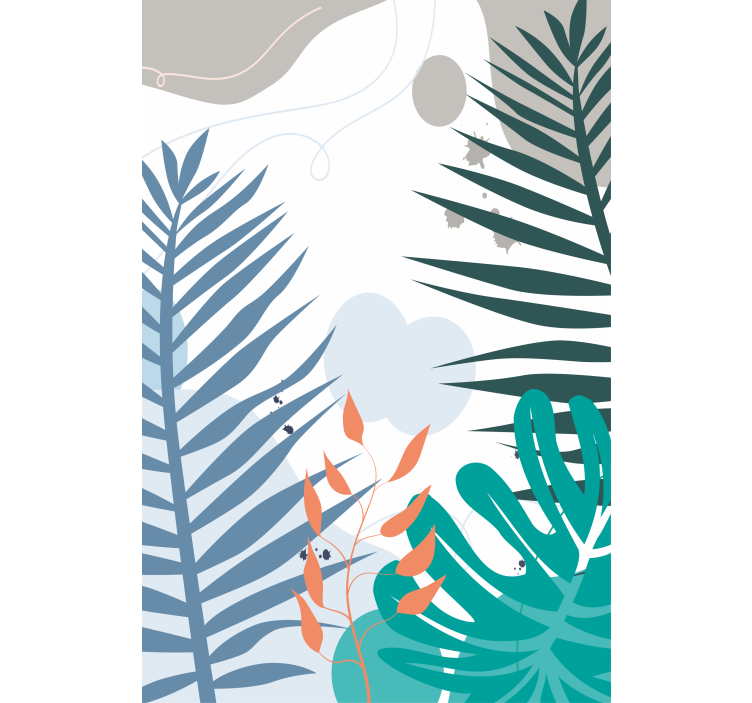 Tropical big leaves flowers and plants roller blind - TenStickers