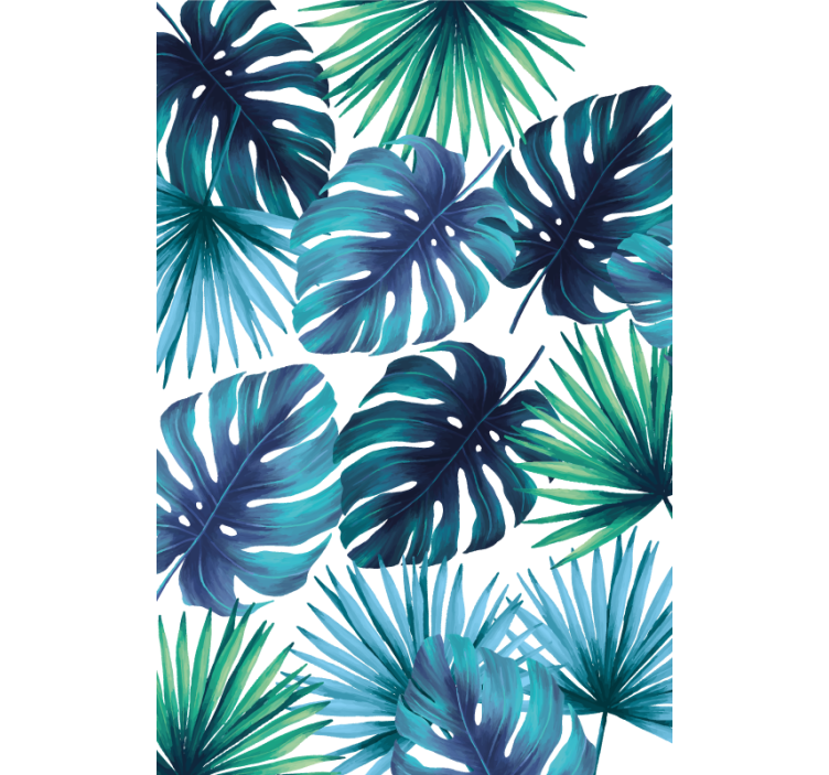 Blue tropical leaves master bedroom roller blind - TenStickers