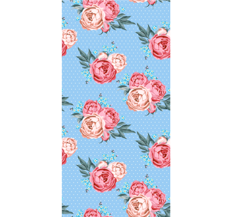 Blue blooming pink roses flower roller blind - TenStickers