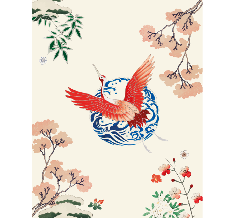 Flying Crane Bloom flowers and plants roller blind - TenStickers