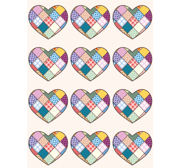 Colorful Patchwork Hearts romantic roller blind - TenStickers