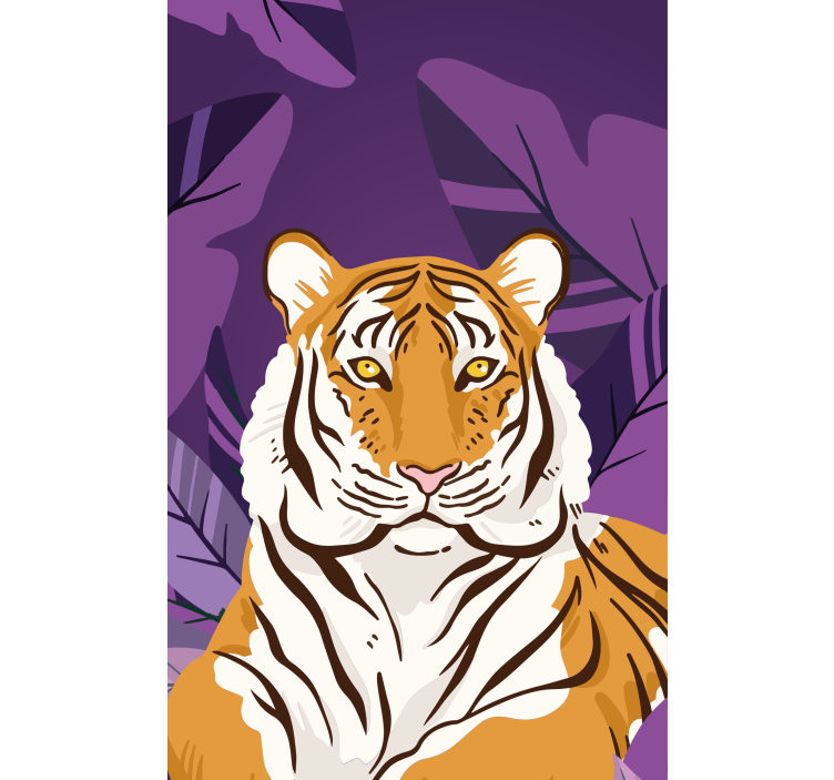 Tiger portrait with leaves animal roller blind - TenStickers