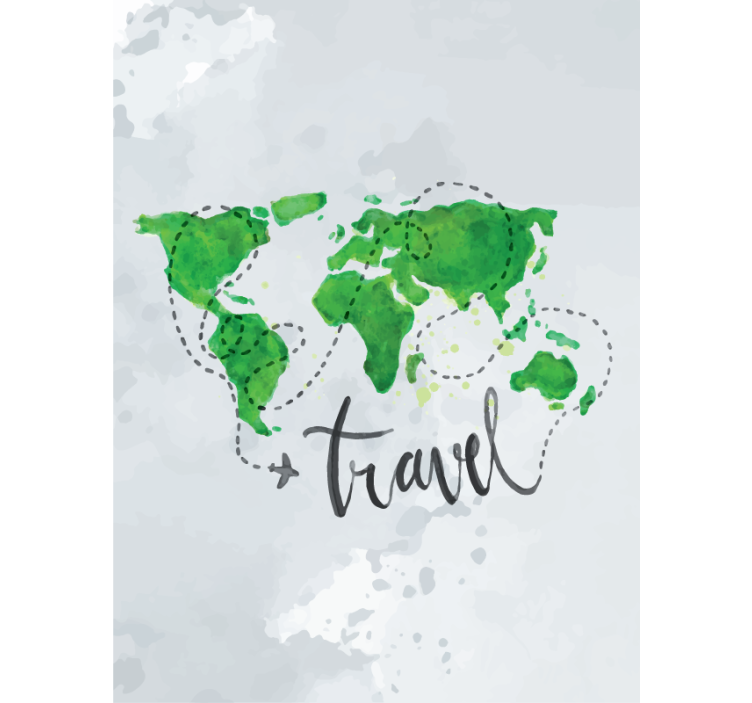 watercolor travel World map blind - TenStickers