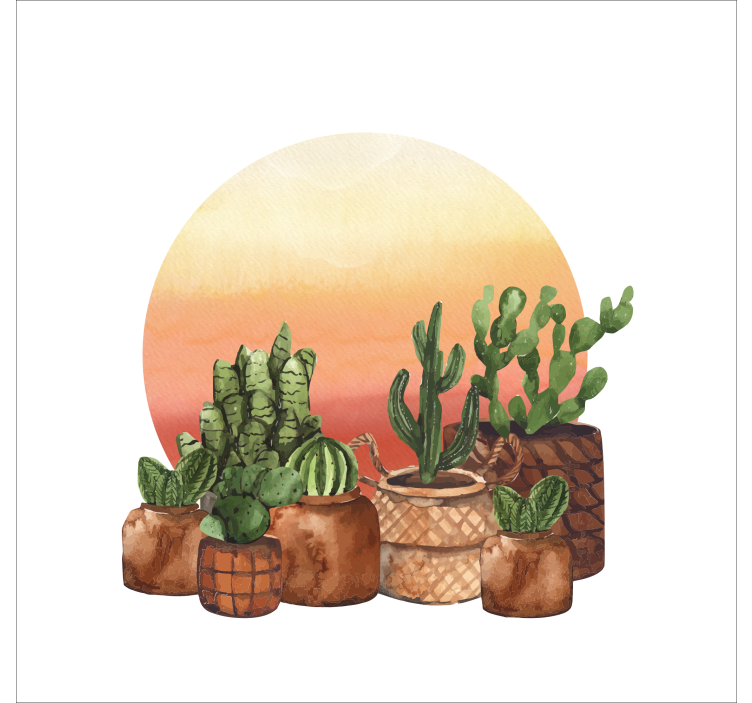 cactus with sunset in circle Kitchen blind - TenStickers
