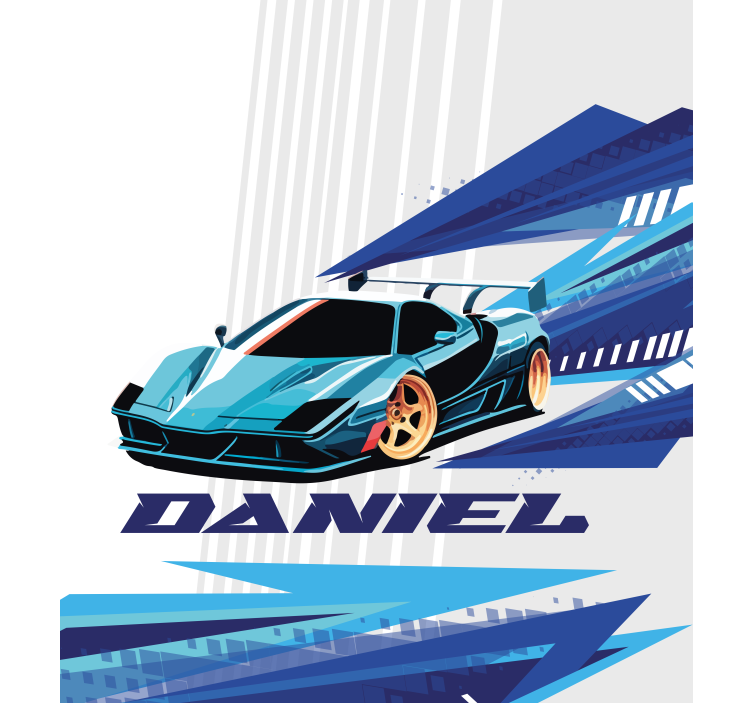 Blue race car customise roller blind - TenStickers