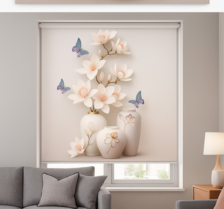 3D floral art living room roller blind - TenStickers