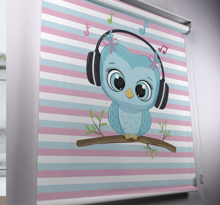 Musical Owl Illustration animal roller blind - TenStickers