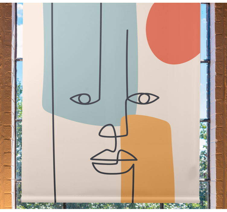 Abstract Face Outline art roller blind - TenStickers