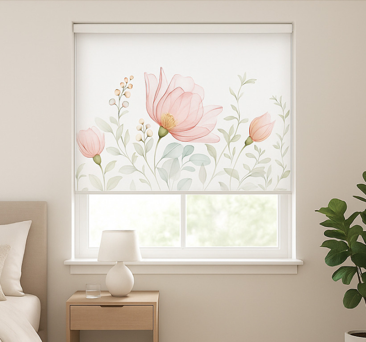 Abstract translucent florals master bedroom roller blind - TenStickers