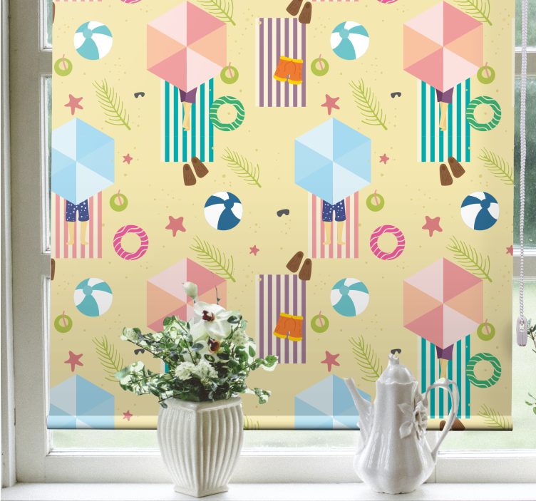 Beach umbrella motif fun roller blind - TenStickers