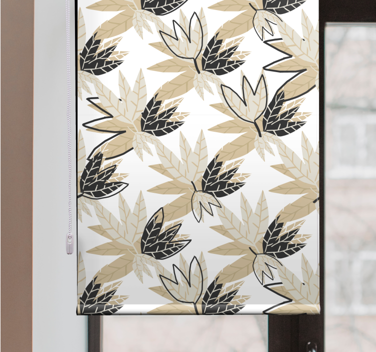 Beige leaves pattern Nordic blind - TenStickers
