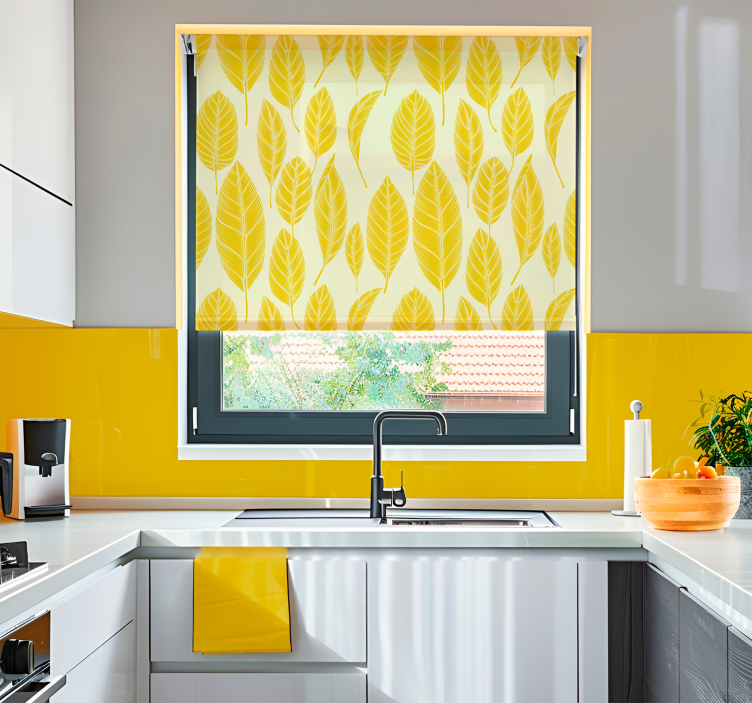 big leaves pattern Yellow blind - TenStickers