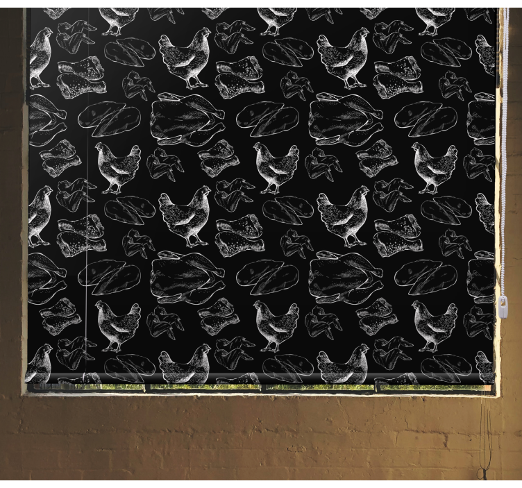 Black and white fried chicken animal blind - TenStickers