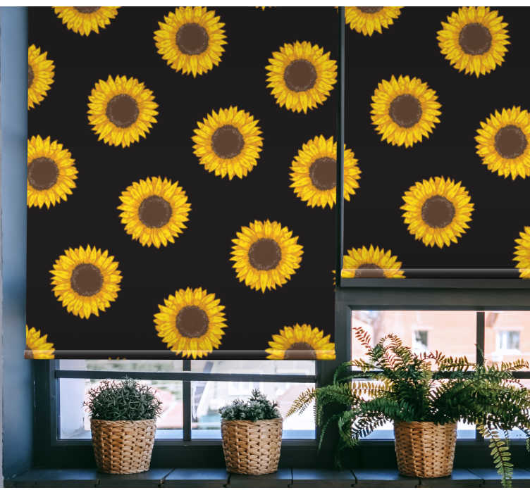 Black and yellow sunflowers flowers and plants roller blind - TenStickers