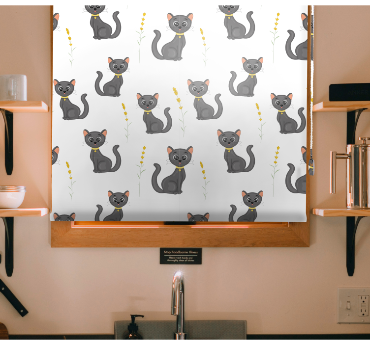 Black Cats Pattern animal roller blind - TenStickers