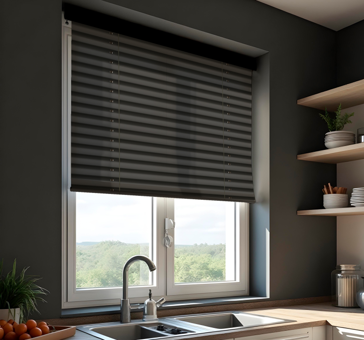 Black shade with openings kitchen roller blind - TenStickers