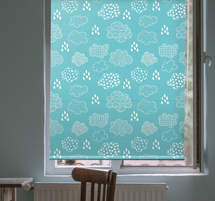 Blue drawing pattern cloud roller blind - TenStickers