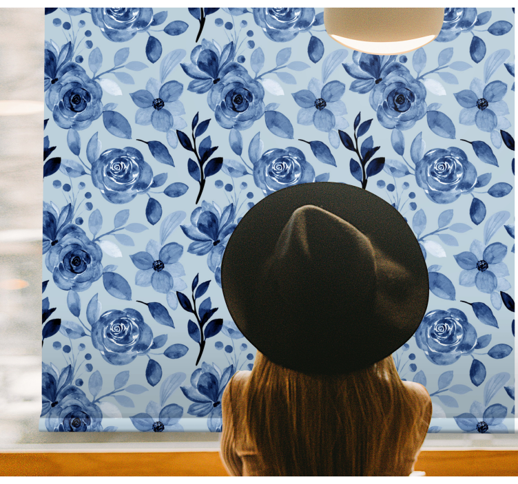 Blue arrangement flowers and plants roller blind - TenStickers