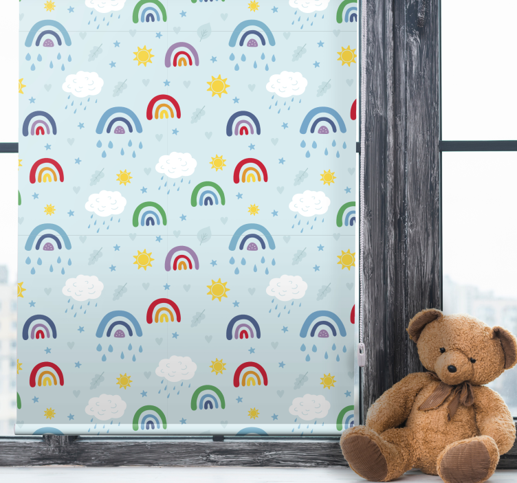 Blue rainbows and clouds children room roller blind - TenStickers