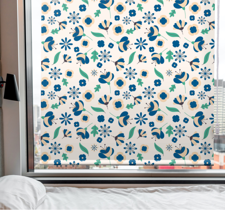 Botanical Floral Pattern flowers and plants roller blind - TenStickers