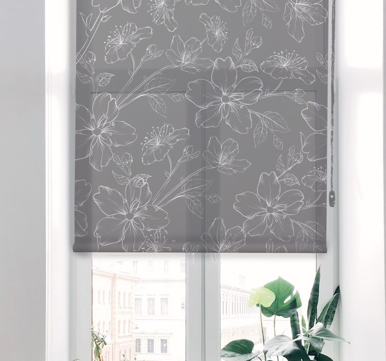 Botanical Line Art flower roller blind - TenStickers