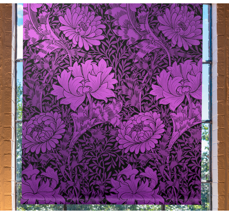 Purple botanical motif flower roller blind - TenStickers