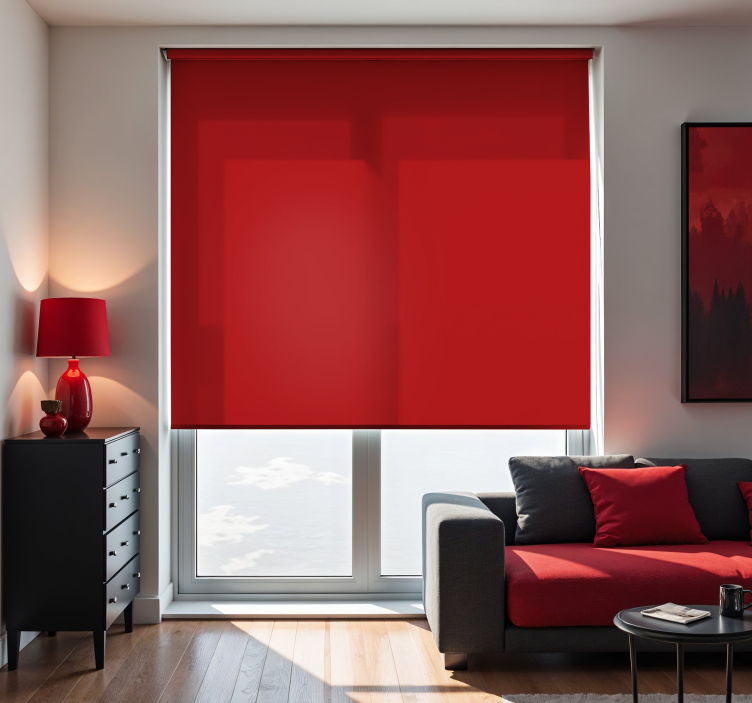 Bright red living room roller blind - TenStickers