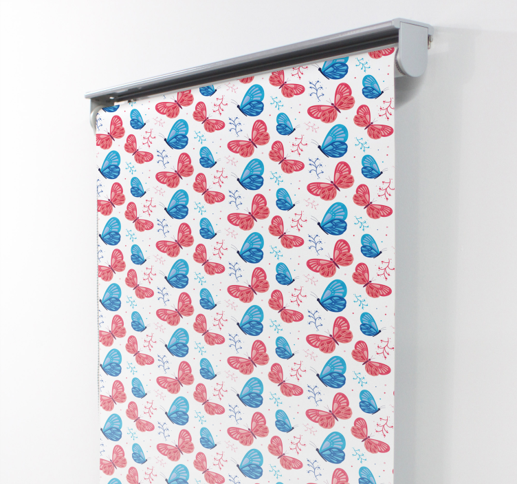 Blue and Red Colours butterfly roller blind - TenStickers