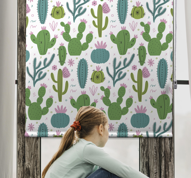 Cacti Illustration Pattern cactus roller blind - TenStickers