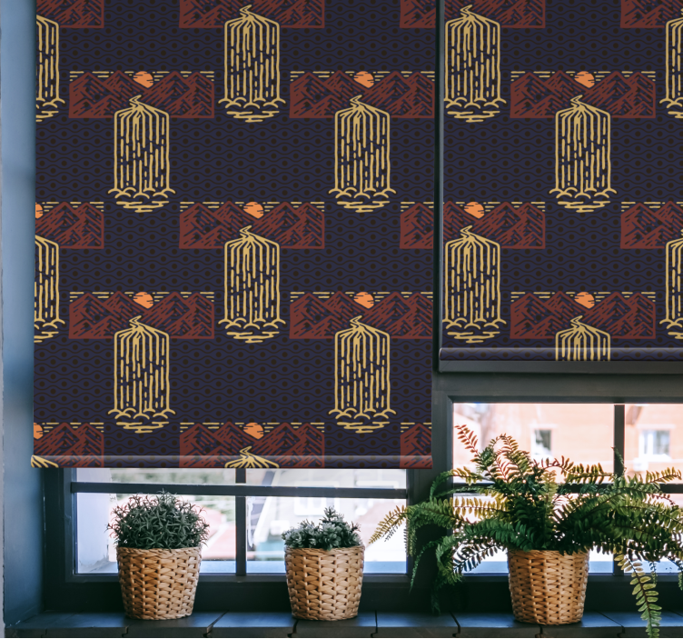 Sunset with waterfalls retro roller blind - TenStickers