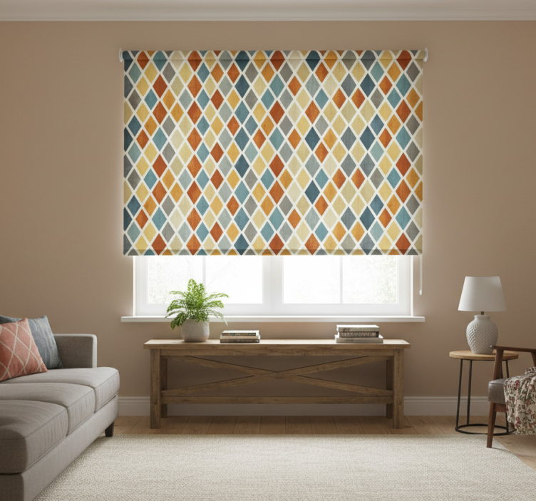 Cascading colourful diamonds scandinavian roller blind - TenStickers