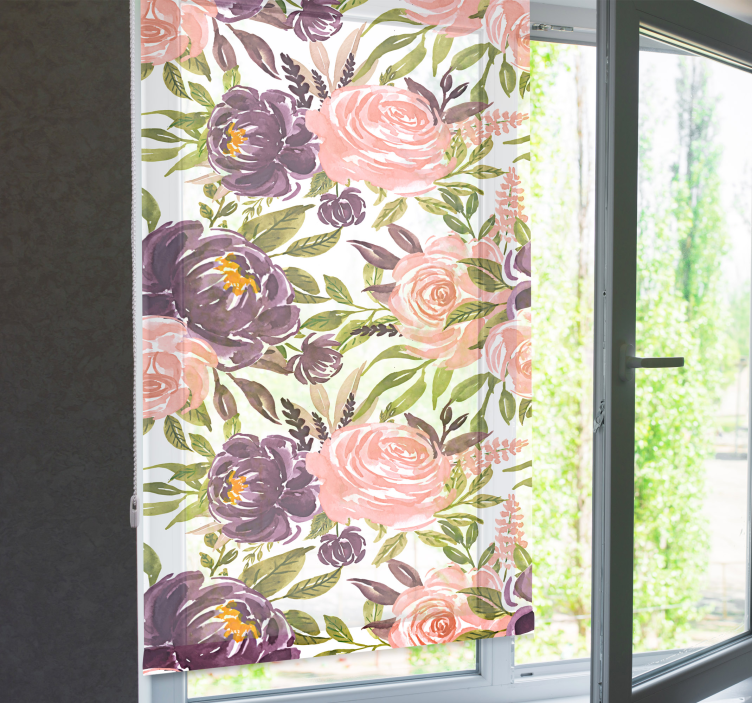 Charming aquarella blooms living room roller blind - TenStickers