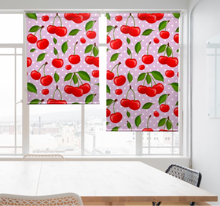 Cherries and leaves dining room roller blind - TenStickers