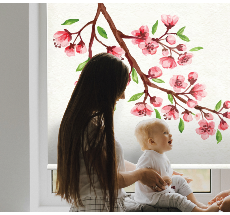 Cherry Blossom Branch flowers and plants roller blind - TenStickers
