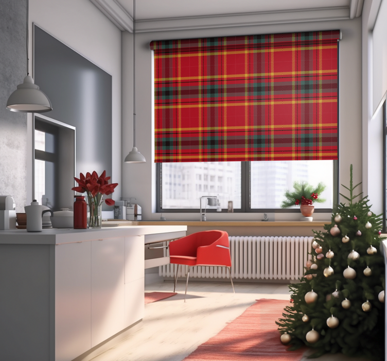 christmas red tartan texture Red blind - TenStickers