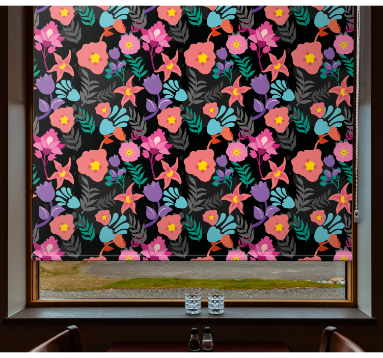 Colorful Floral Pattern flowers and plants roller blind - TenStickers