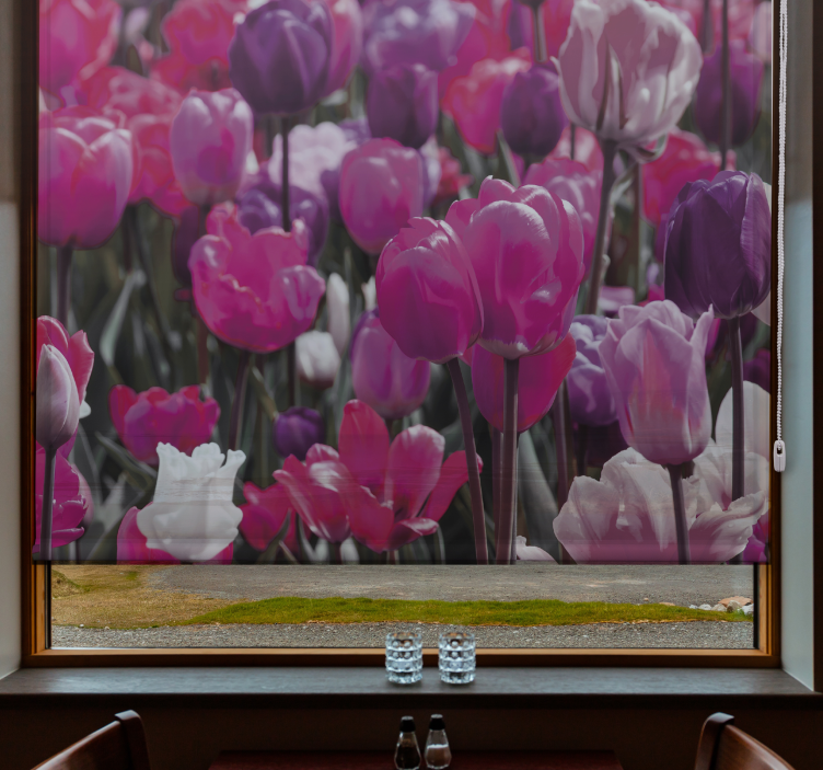 Purple tulip blooms flowers and plants roller blind - TenStickers