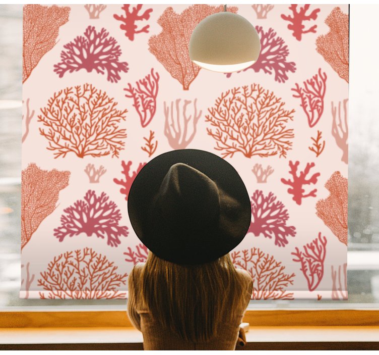 Coral Botanical Pattern flowers and plants roller blind - TenStickers