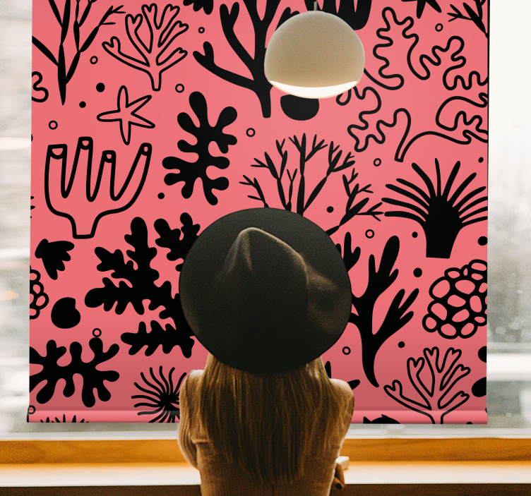 Coral Reef Pattern flowers and plants roller blind - TenStickers